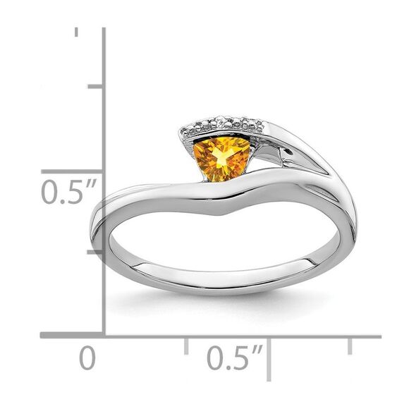 Kazi Luxury 14k White Gold Trillion Citrine and Diamond Ring